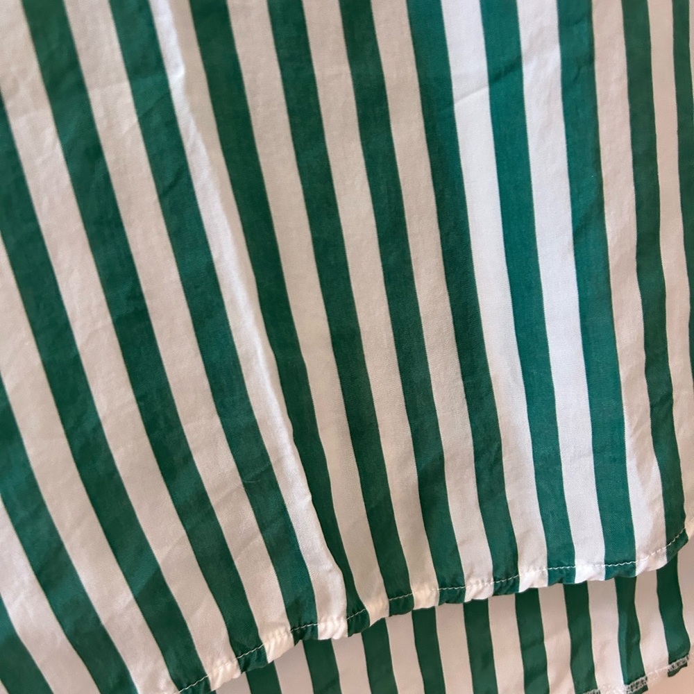 BRAX Feel Good Green and White Striped tunic blouse. US 4. Silky. EUC. Preppy. - Picture 5 of 12